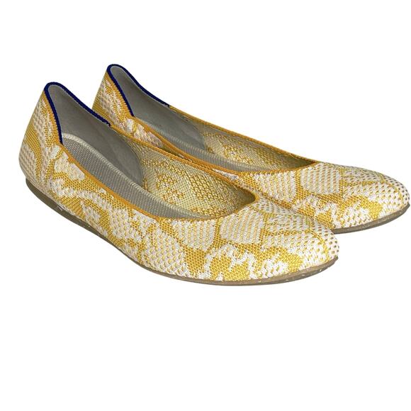 ROTHY’S Women’s Daisy Pattern The Flat Yellow and White knit flat 10 - Picture 2 of 7